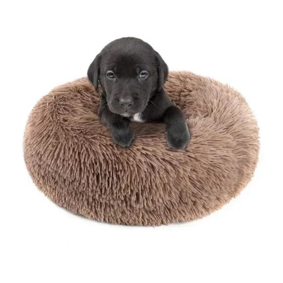 16 Inches Round Plush Pet Bed for Dogs Fluffy Soft Warm Calming Dog Bed Sleeping - Picture 4 of 5
